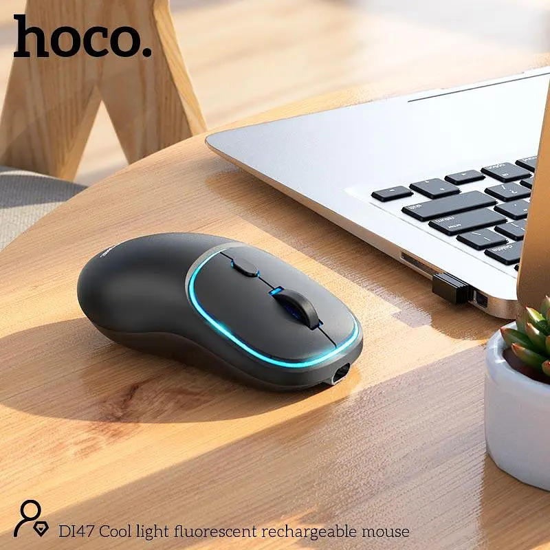 Миша Hoco DI47 Cool світло-флуоресцентна акумуляторна миша 2.4G / BT чорна - фото 8