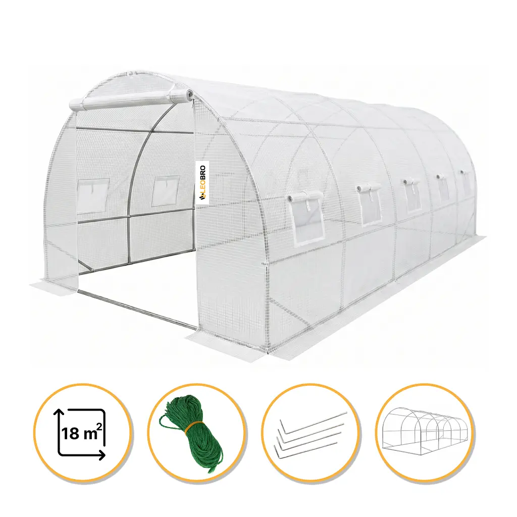Посилена садова теплиця парник LEOBRO Garden 18м2 White (LB-18M25W)