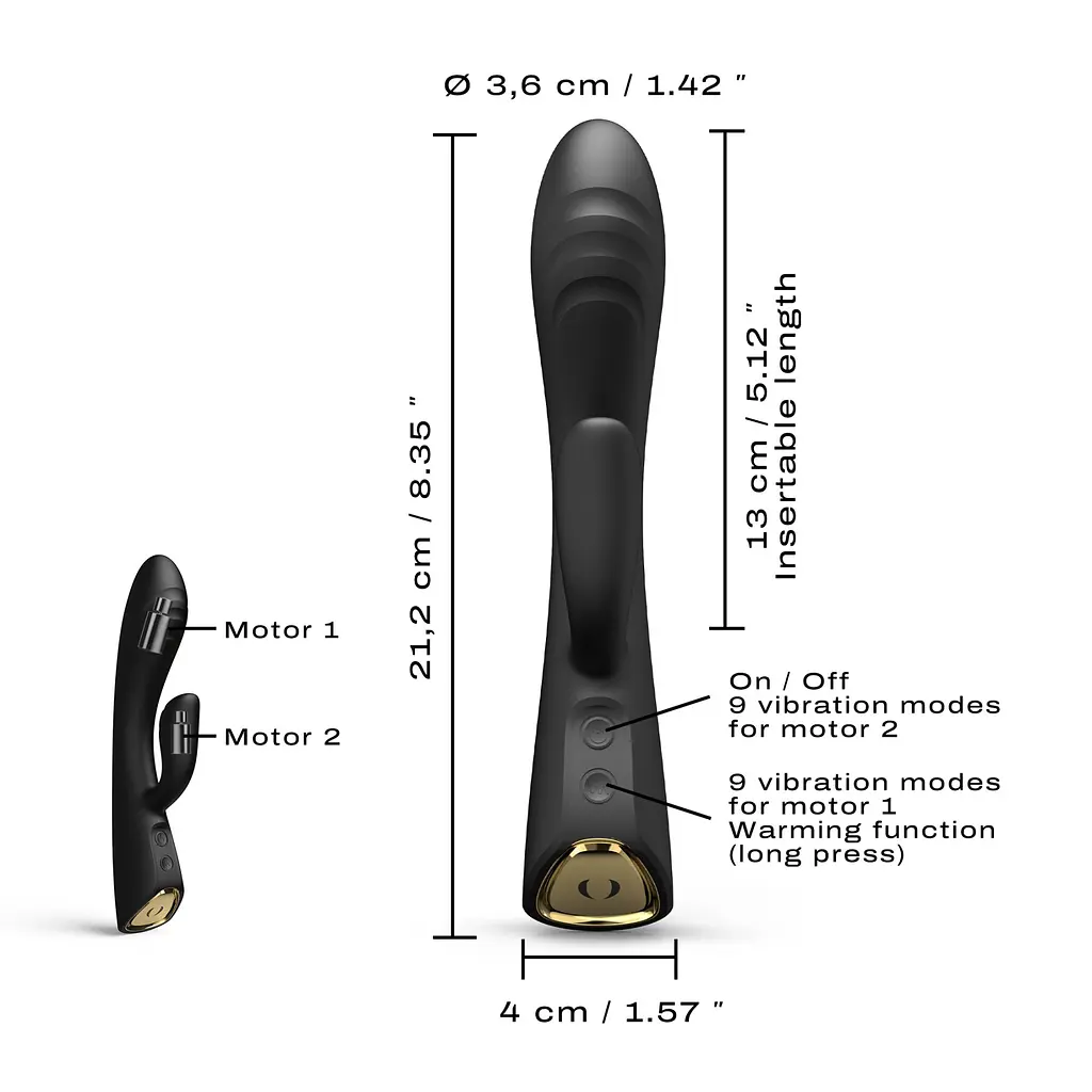 Вібратор-кролик з підігрівом Dorcel FLEXI RABBIT BLACK, гнучкий стовбур - фото 5
