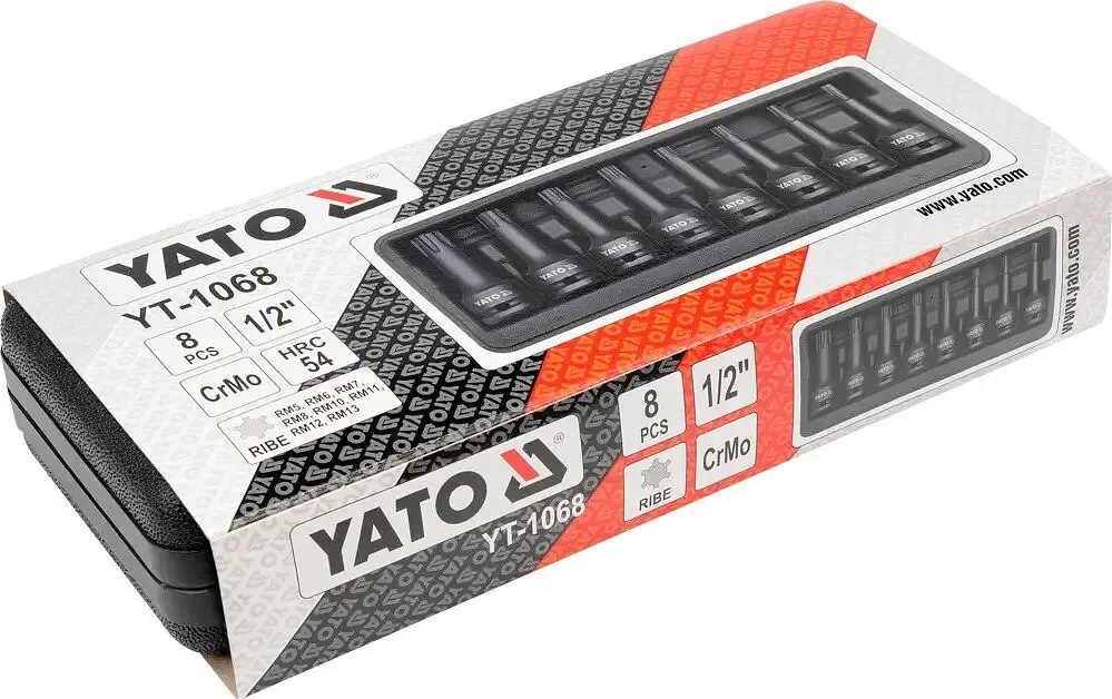 Набір ударних біт 1/2" 5-13 мм Ribe Yato у кейсі, 8 шт