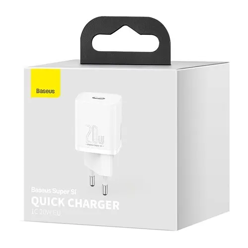 Сітчастий зарядний пристрій Baseus Super Si Quick Charger 1C 20W EU білий CCSUP-B02 - фото 2