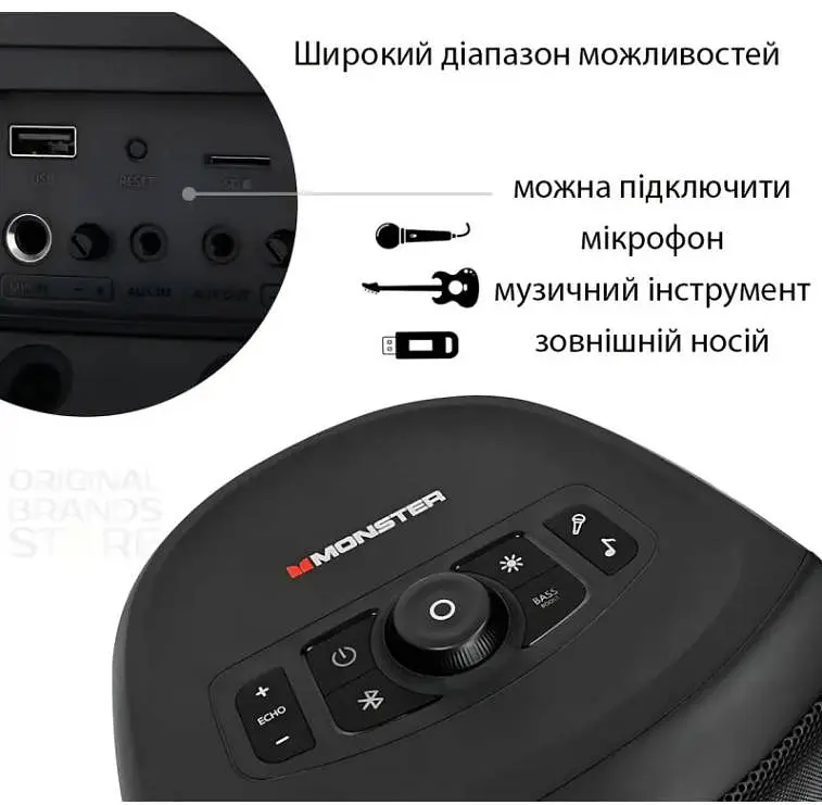 Портативна колонка Monster Cycle MS22138 з 2 мікрофонами Чорний (2104618459) - фото 7