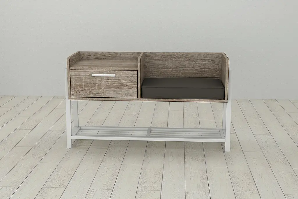 Банкетка с прикроватной тумбочкой Ferrum-decor Бланка 540x1000x320 металл Белый ДСП Сонома Трюфель 16 мм (FRD-103035) - фото 4