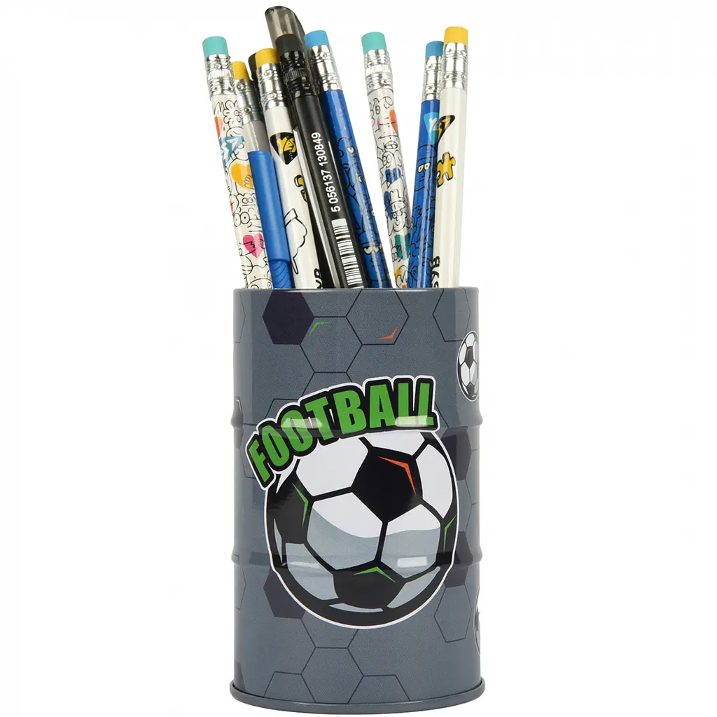 Стакан-підставка бочка Yes Football метал 6.5х10.8 см сірий (708791) - фото 3