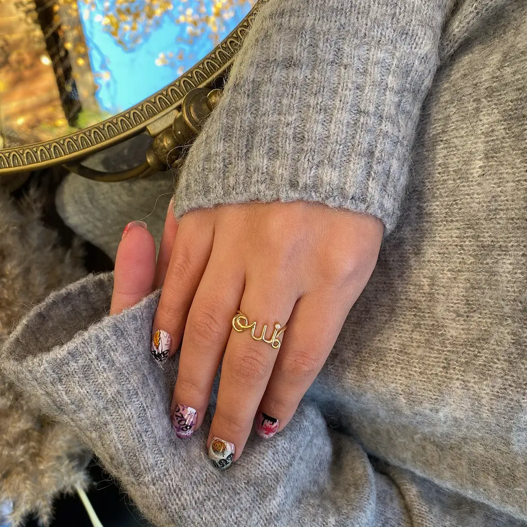 Каблучка з жовтого золота з фіанітом 18.5 K-0263 - фото 8