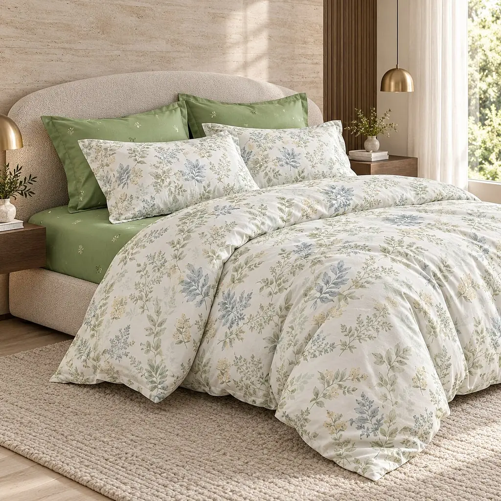Комплект постільної білизни Love You Sage 1,5-спальний 160×220 см сатин 200TC зелений (ly31088) - фото 5