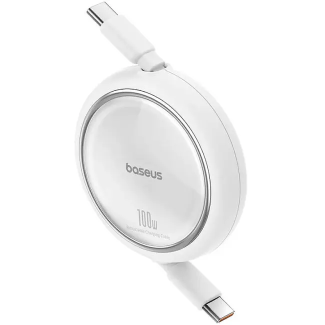 Кабель Baseus Free2Draw Mini Retractable Charging Cable Type-C to Type-C 100W 1m P10364500211-00 White - фото 2