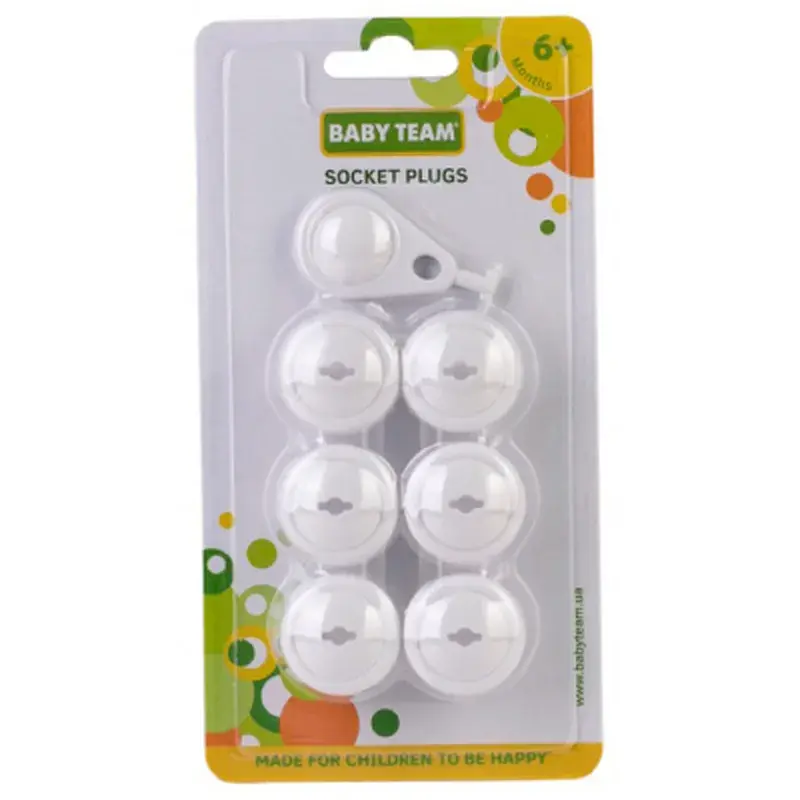 Заглушка для розетки Baby Team 6 шт + 1 ключ (7600) - фото 2