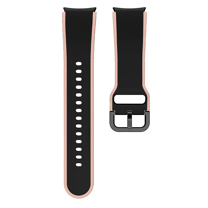 Ремешок для Samsung Galaxy Watch 6 40mm 6 44mm - черно-бежевый ширина крепления 20мм силикон Watchbands Double Line (W11-9WB68047725) - фото 4