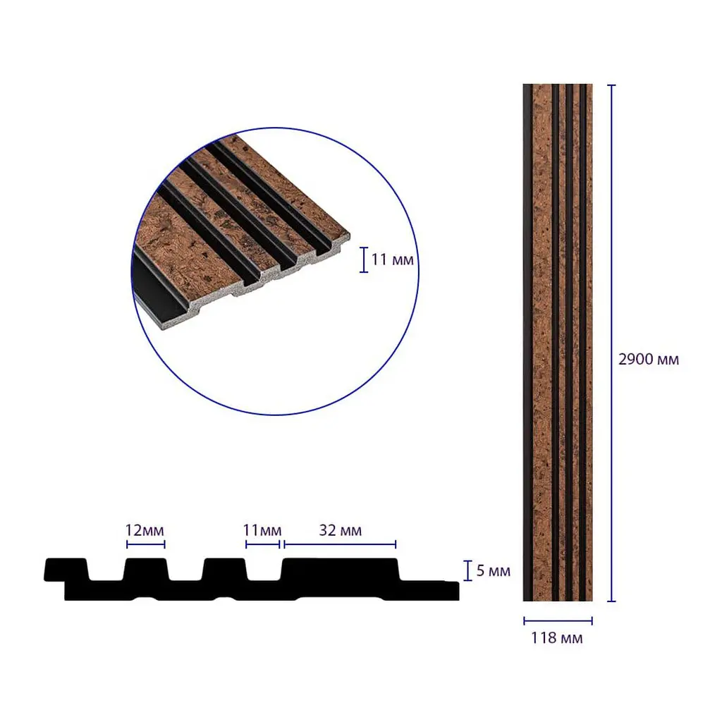 Рейка декоративна Sticker Wall PS 2900х118х11мм Коричневий із золотими вкрапленнями SW-00002140- - фото 3