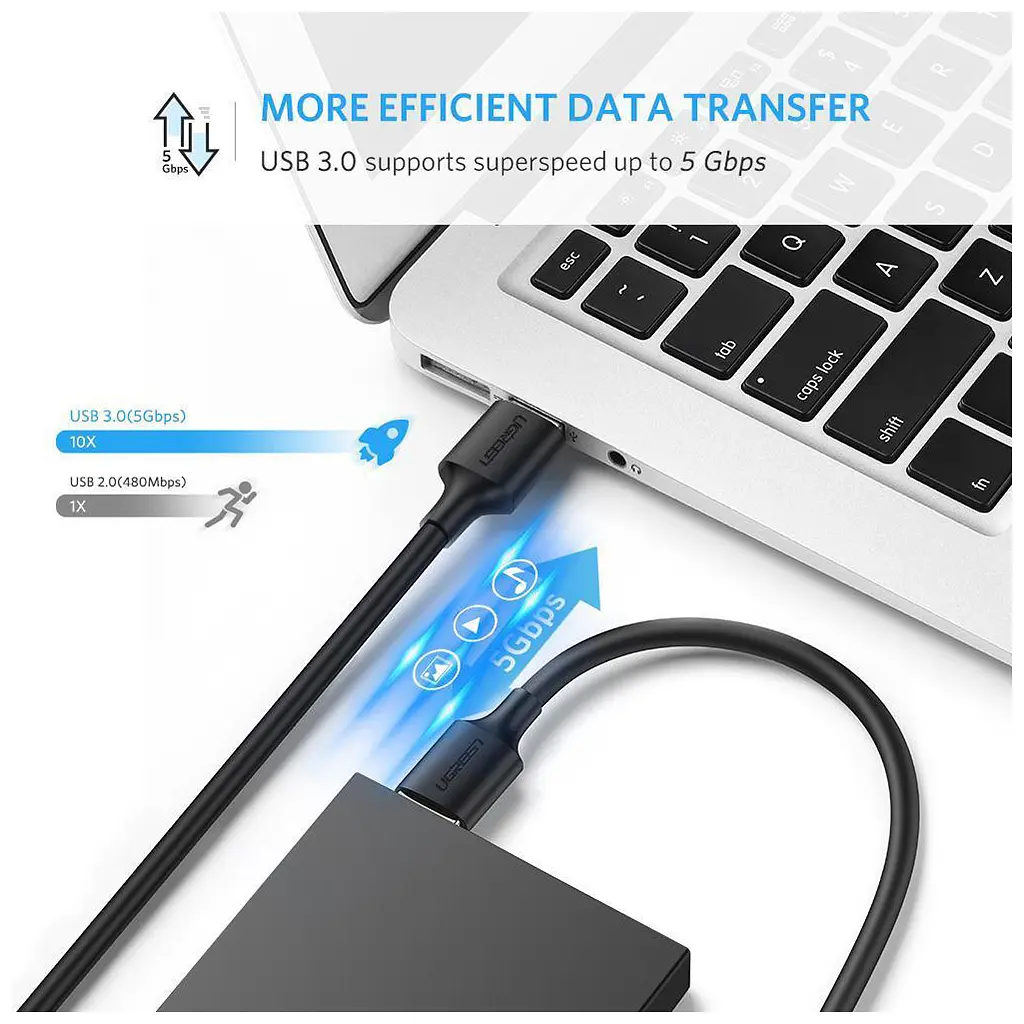 Дата кабель USB 3.0 AM/AM 0.5m US128 black Ugreen (10369) - фото 4