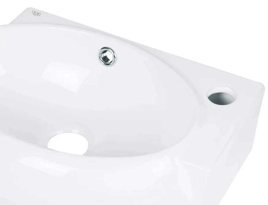 Комплект Qtap Leo: Раковина подвесная овальная правая 430x285x160 мм White + Донный клапан PU02O (QT11115011RWN47333) - фото 4