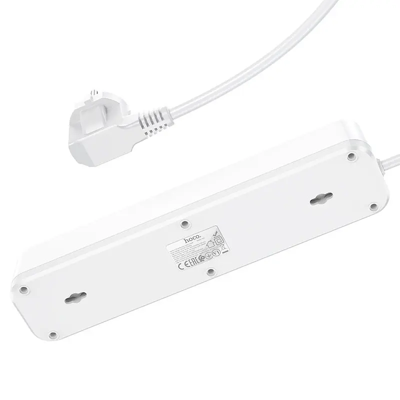 Мережевий продовжувач Hoco NS1 Aura 4-bit (4 х розетки 3 х USB) білий - фото 2