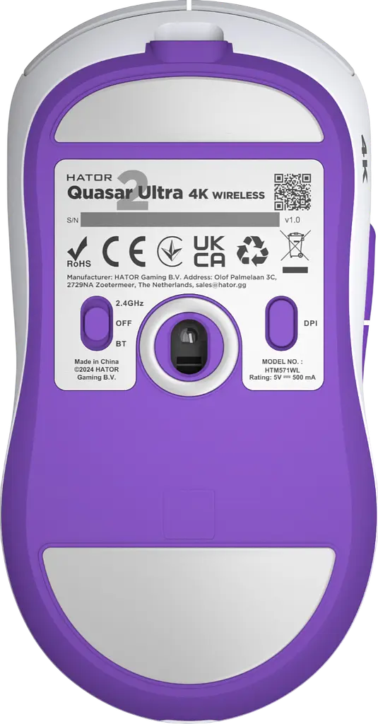 Миша бездротова Hator Quasar 2 Ultra 4K White/Lilac (HTM571WL) - фото 3
