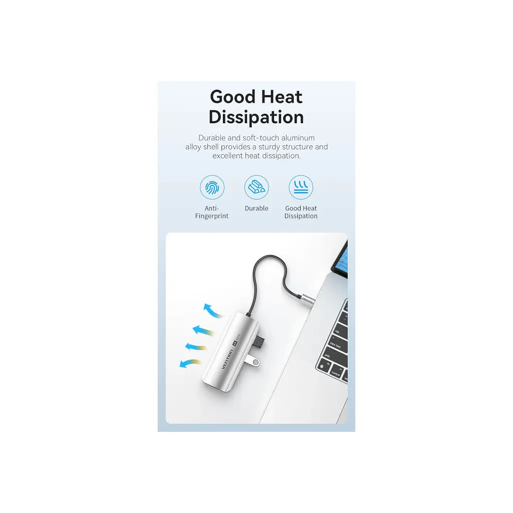 Концентратор Vention USB 3.1 Type-C to HDMI 4K60Hz/USB 3.0x3/PD 100W 5-in-1 (TQDHB) - фото 7