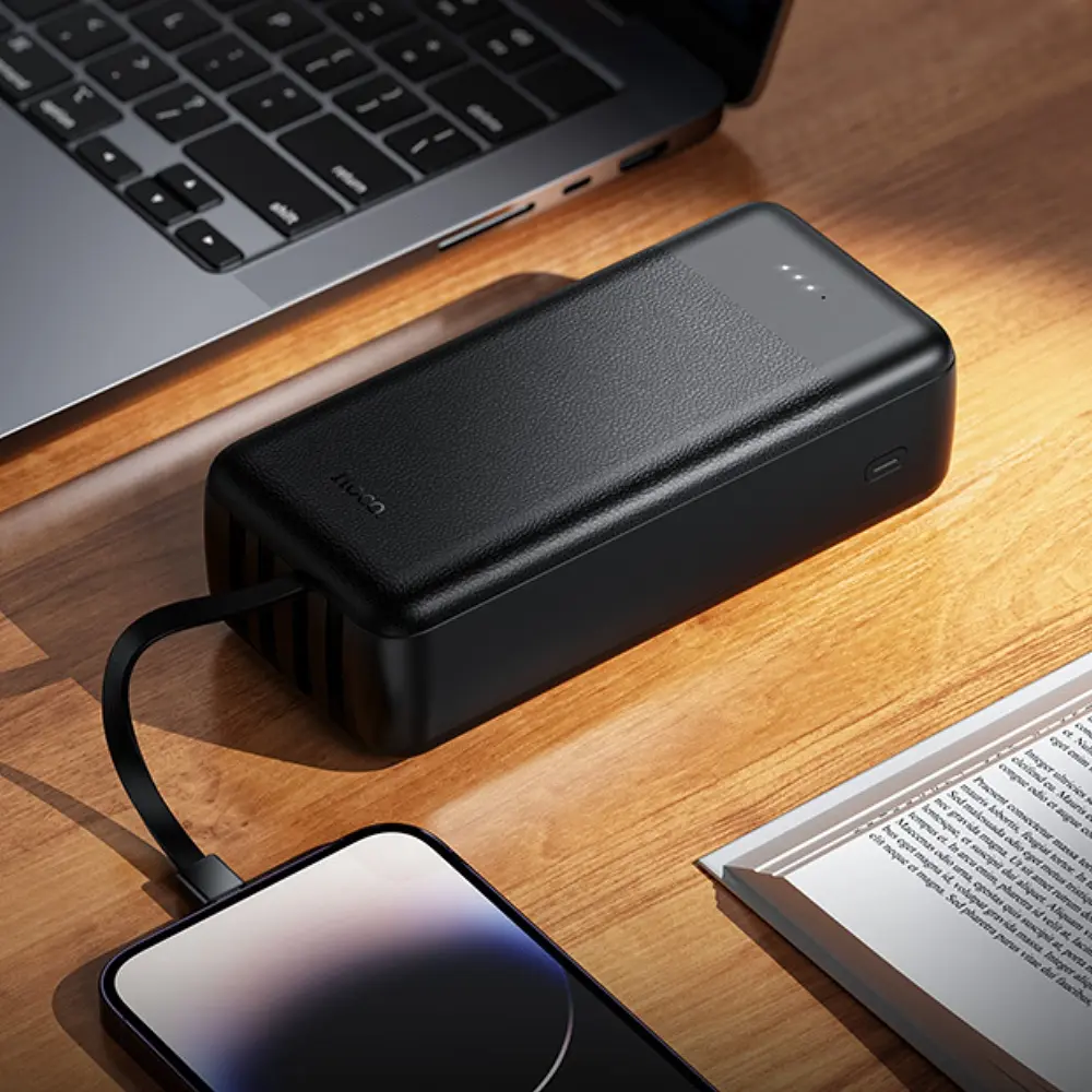 Зовнішній акумулятор HOCO J163B Wonderful power bank with 4 cables(30000mAh) Black (6942007664615) - фото 6