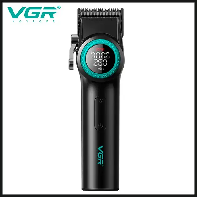 Аккумуляторная машинка для стрижки VGR V-001, 10 насадок, 9000 RPM, АКБ 4600 mAh, LED дисплей - фото 5