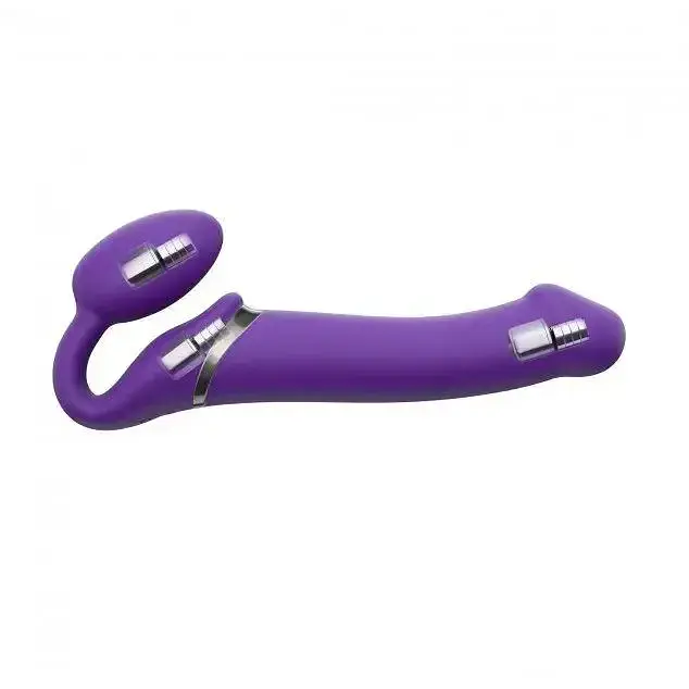 Безремневый страпон Strap-On-Me Vibrating Violet XL регулируемый с вибрацией и пультом ДК диаметр 4.5 см. - фото 3