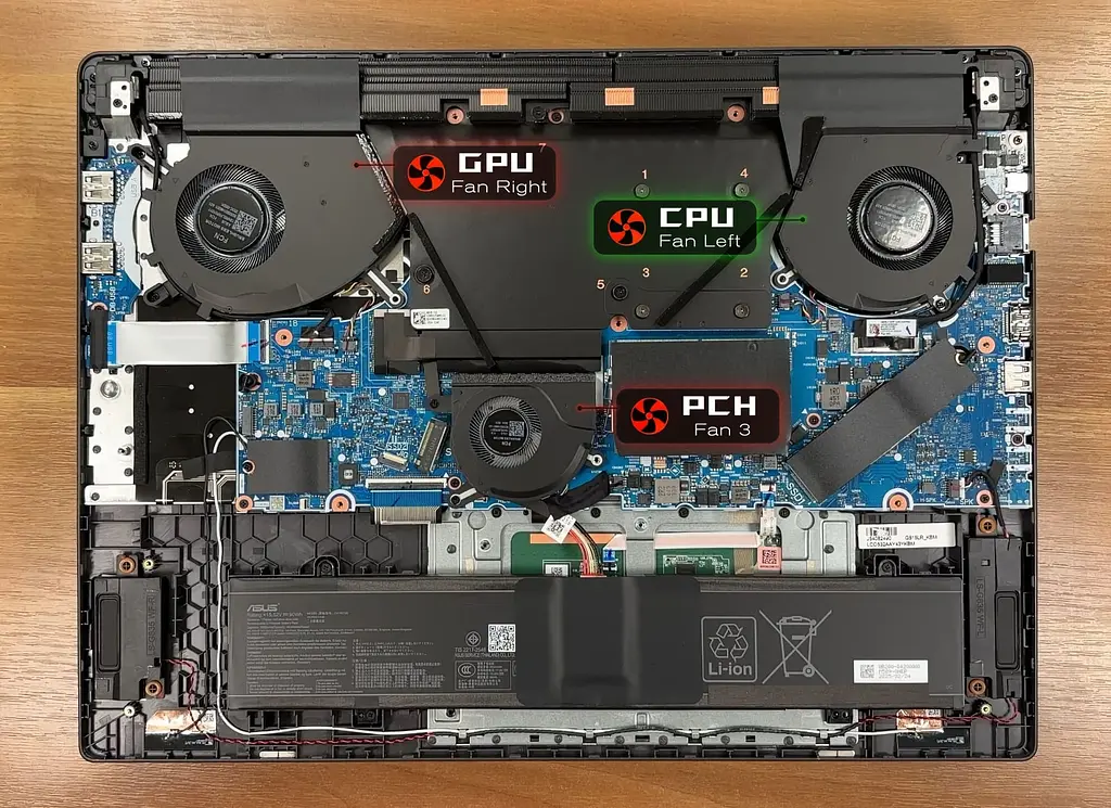 Вентилятор Asus кулер (GPU Fan 12V) для моделей ноутбука ROG Strix G18 G815LW, G815LR, G815JH, G815LM, G815JM, G815LP, G835LW, G835LX, G835LR (13NR0LF0P01011) - фото 3