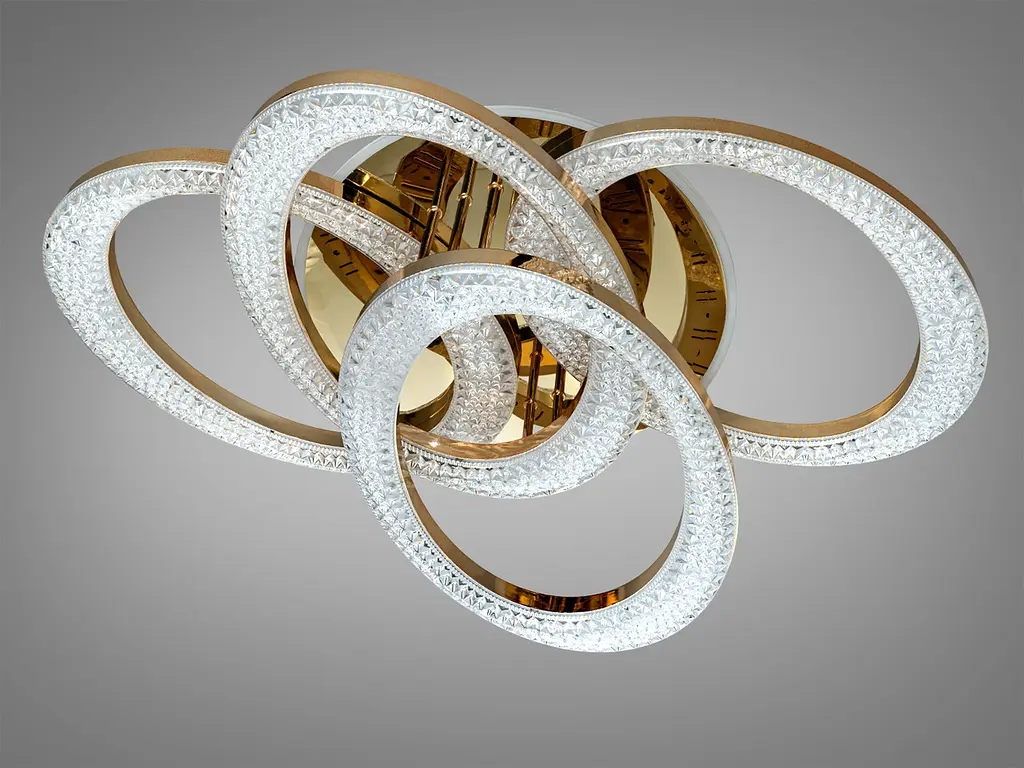 Сучасна стельова LED-люстра Diasha 5607/4L G золото, кільця, 125 Вт, 83 см, 14-20m2 - фото 4
