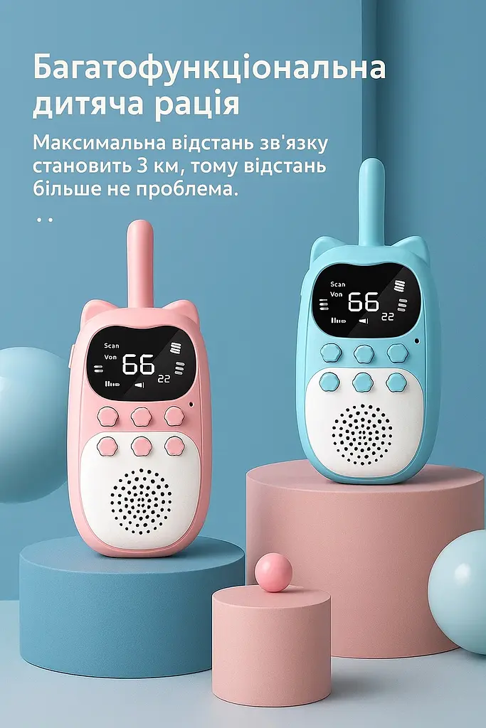 Дитячі рації у формі котика до 3 км - фото 7