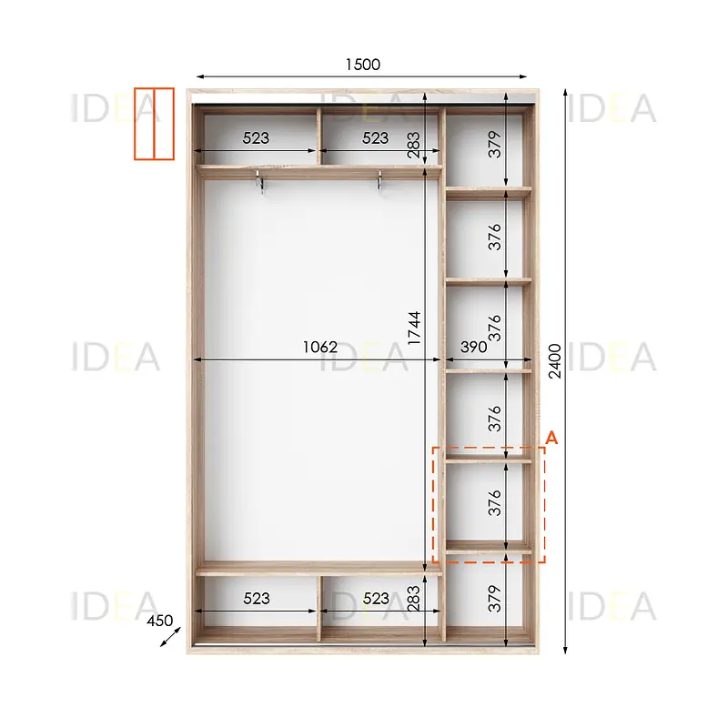 Шафа-купе Idea серія 1 150 x 45 x 240 см Дуб сонома Дзеркало - фото 2