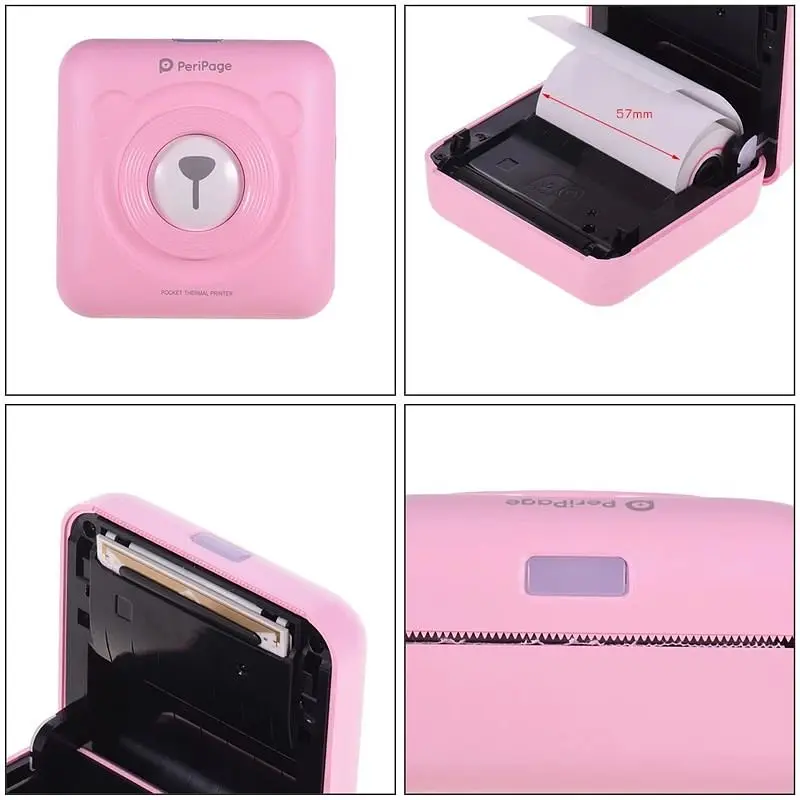 Портативний bluetooth термопринтер для смартфона PeriPage A6, рожевий (100336) - фото 4