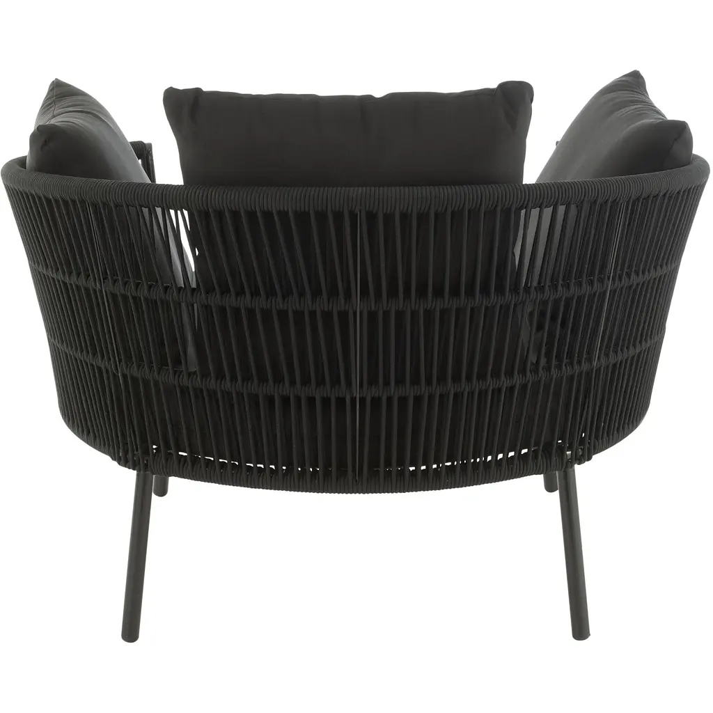 Кресло J-line для уличной зоны круглое из ротанга с подушками черное (52261) - фото 3