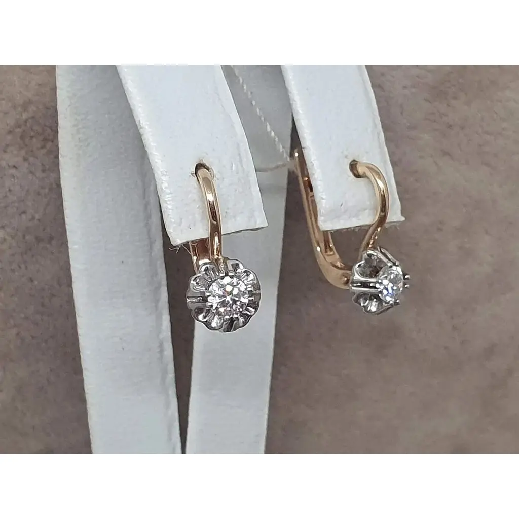 Золоті сережки Столична Ювелірна Фабрика з фіанітами. 113900 - фото 3