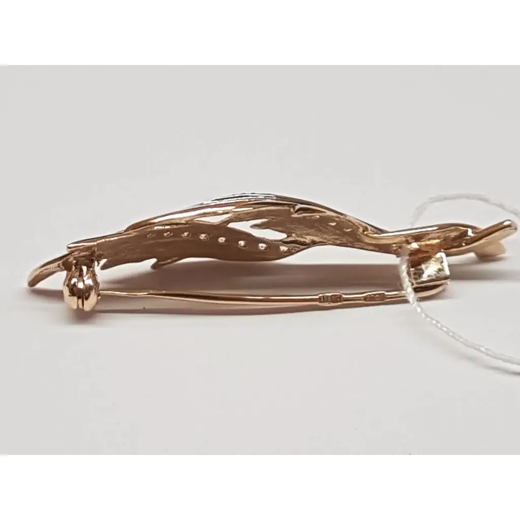 Золота брошка Столична Ювелірна Фабрика з фіанітами. 270151 - фото 3