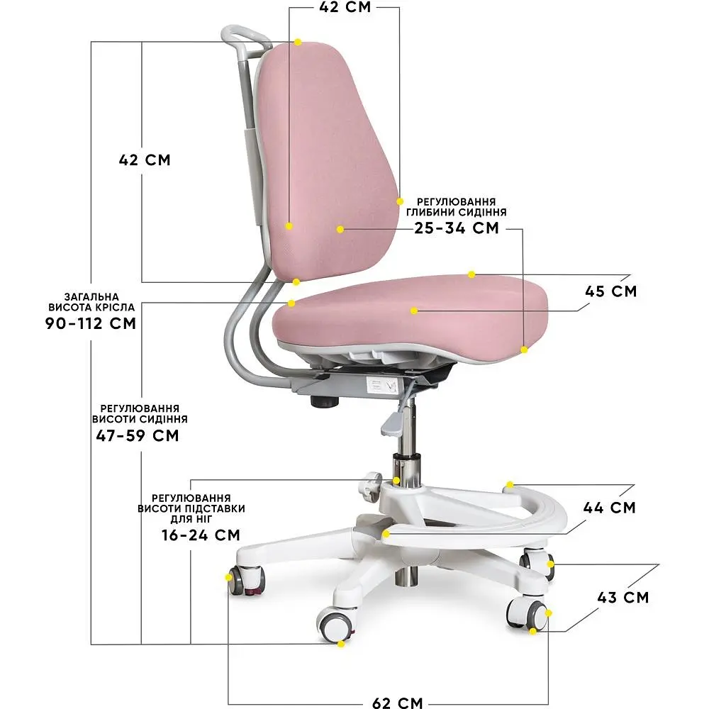 Детское кресло Evo-Kids Mio Ergo Lite Dark Pink (Y-507 Lite DP) - фото 3