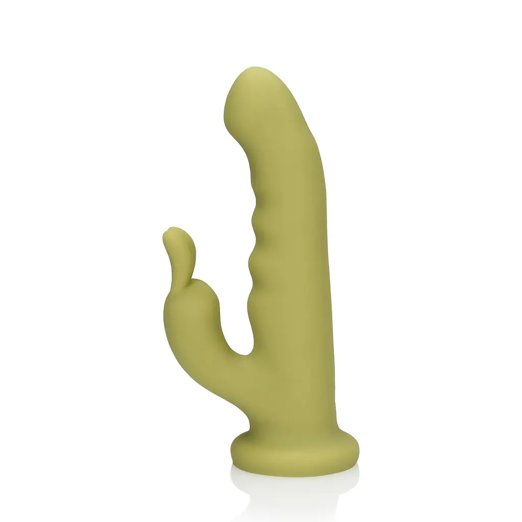 Вибратор-кролик Loveline Ultra Soft Silicone Rotating зеленый - фото 3
