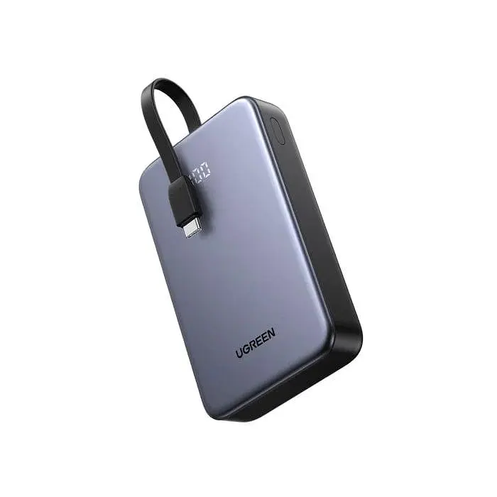 Повербанк Ugreen PB505 20000 mah 22.5 W з вбудованим кабелем Type-C LED дисплеєм та швидкою зарядкою - фото 2
