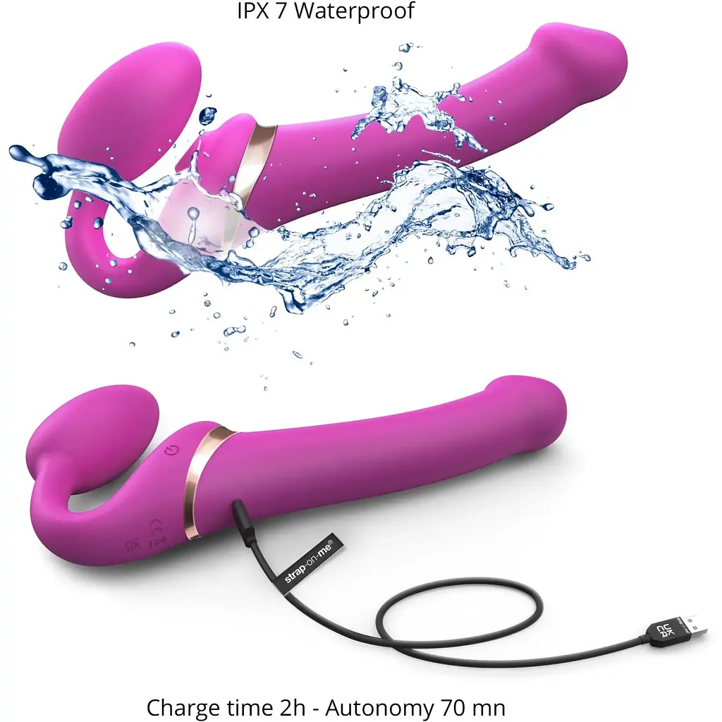 Безремінний вібрострапон з вакуумною стимуляцією Strap-On-Me MULTI ORGASM Fuchsia M - фото 3