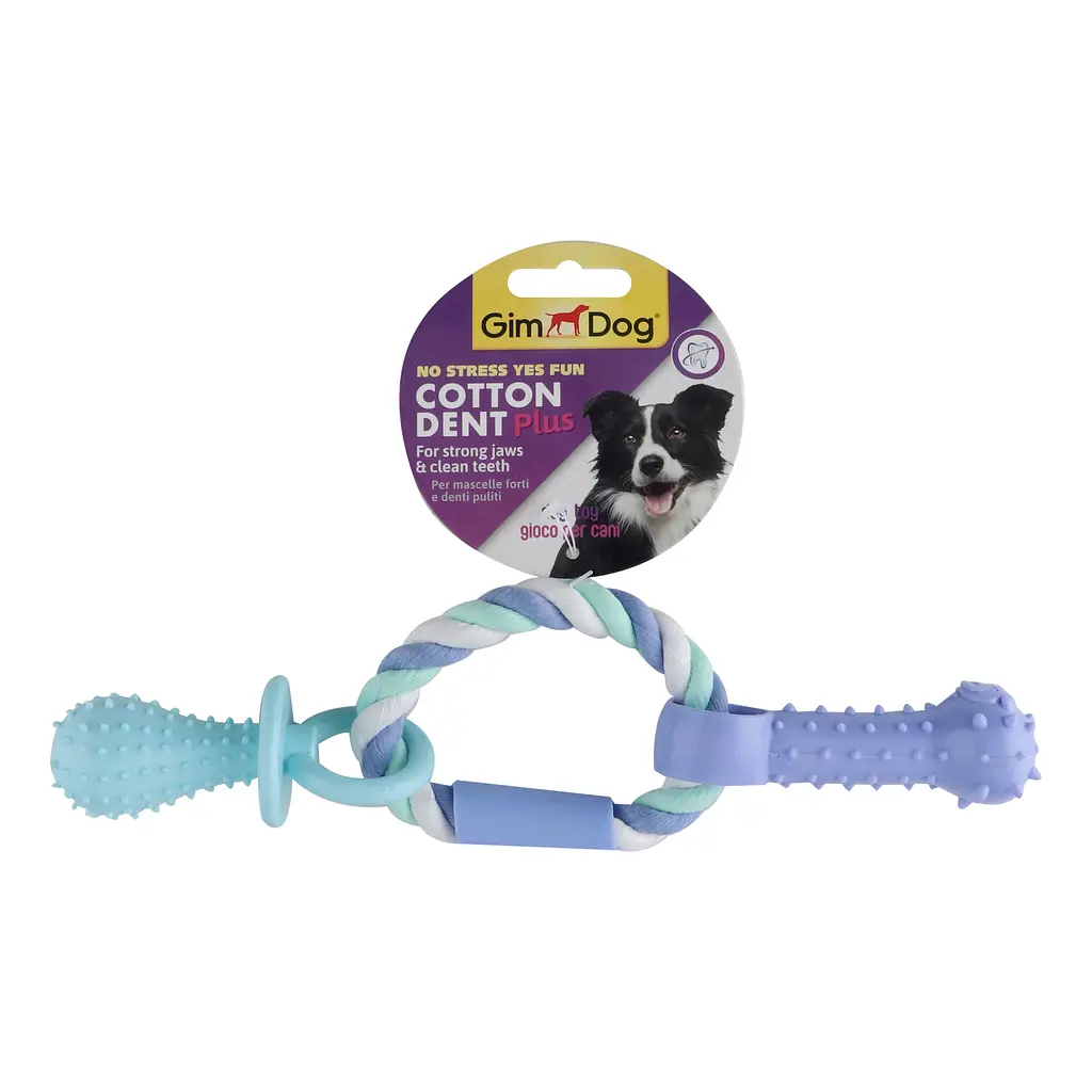 Игрушка для собак GimDog Cotton Dent Plus, веревка и кольцо с термопластичной резиной, 15см - фото 2