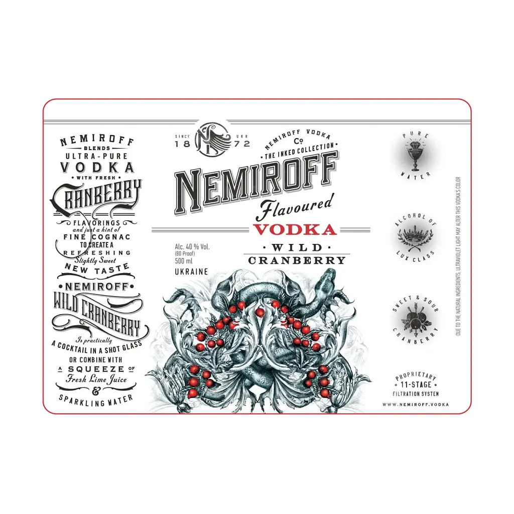 Упаковка настоянки Nemiroff Wild Cranberry 40% 6 л (0.5 л х 12 шт.) - фото 6
