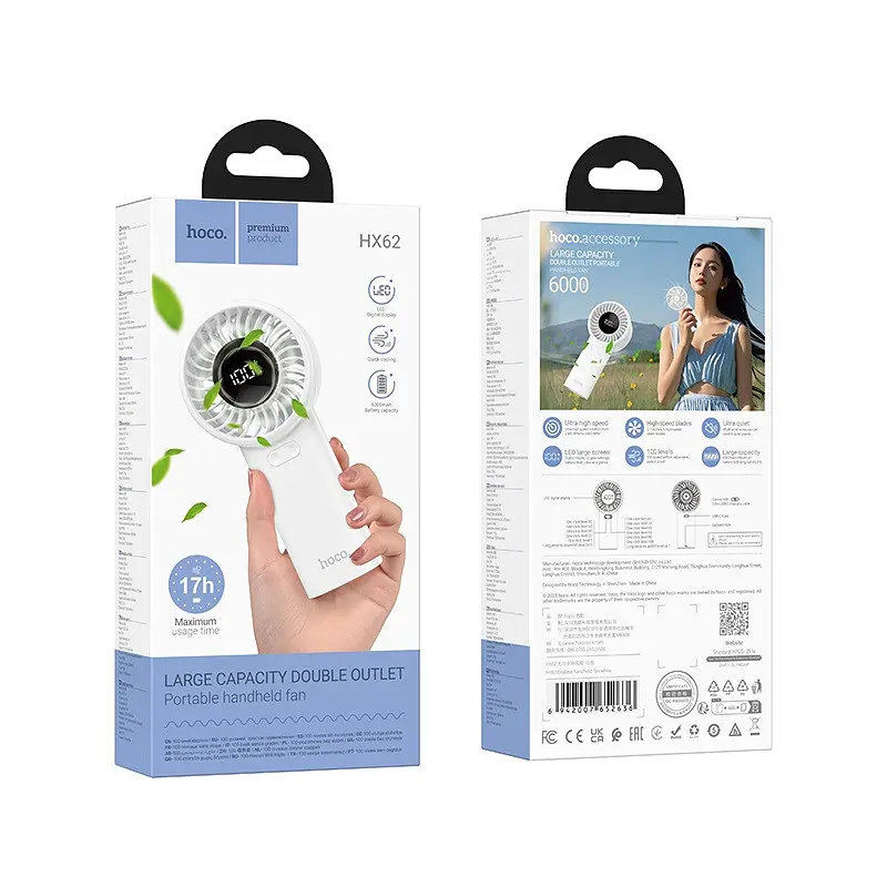 Вентилятор Hoco HX62 6000 mAh Endless handheld fan білий - фото 2