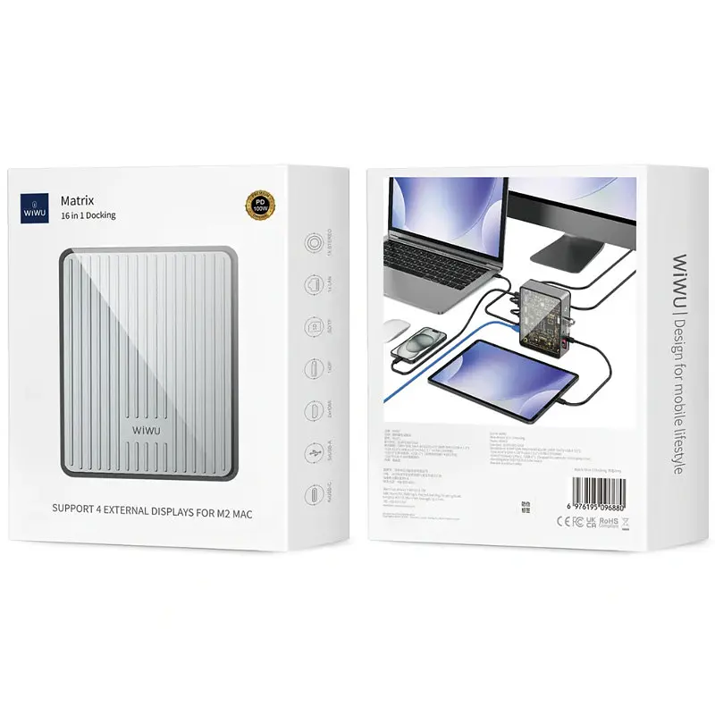 Перехідник HUB Matrix док-станція 16in1 W1601 Gray Wiwu teh0030566 - фото 6