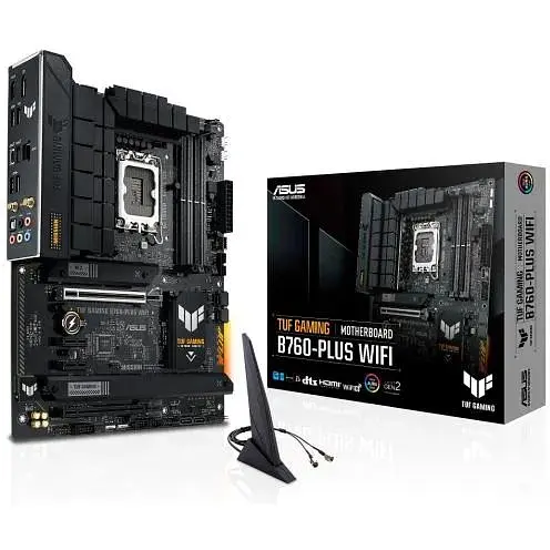 Материнська плата Asus TUF Gaming LGA1700, B760-PLUS WIFI, B760, 4xDDR5, Int. Realtek 7.1, Realtek 2.5Gb, WiFi 6, Bluetooth 5.2, 7xUSB3.2/3xUSB2.0, HDMI/DP, ATX - фото 2