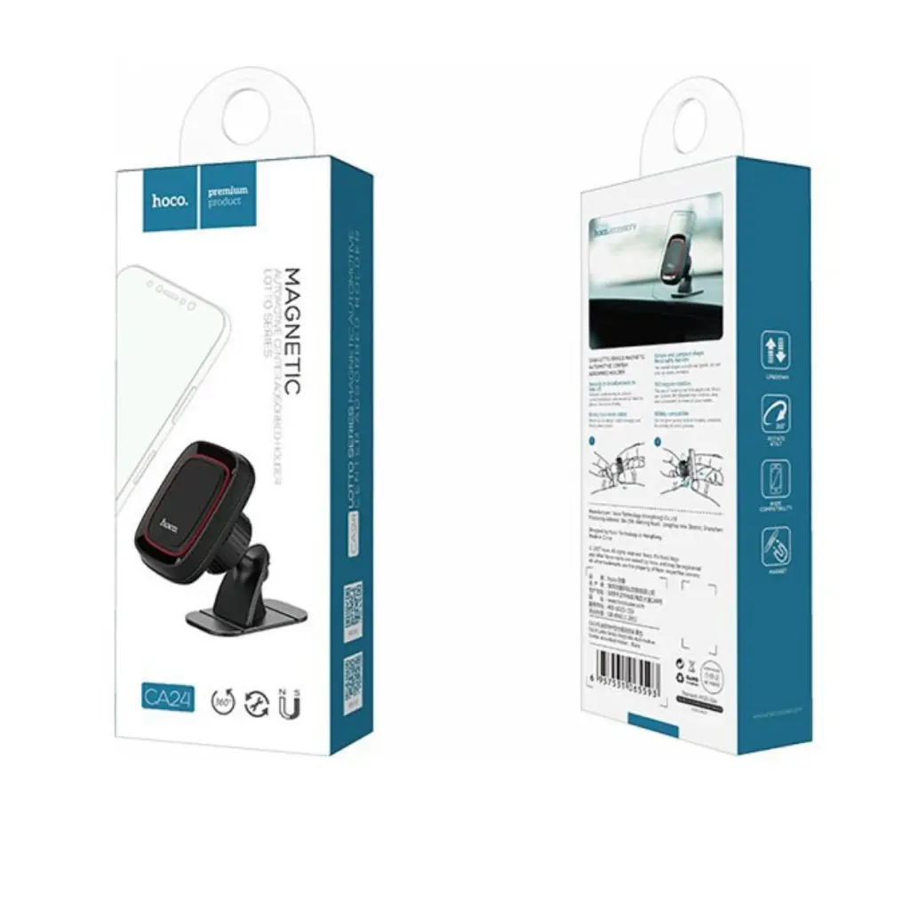 Холдер Hoco CA24 Lotto series magnetic automotive center adsorbed holder Чорний - фото 3