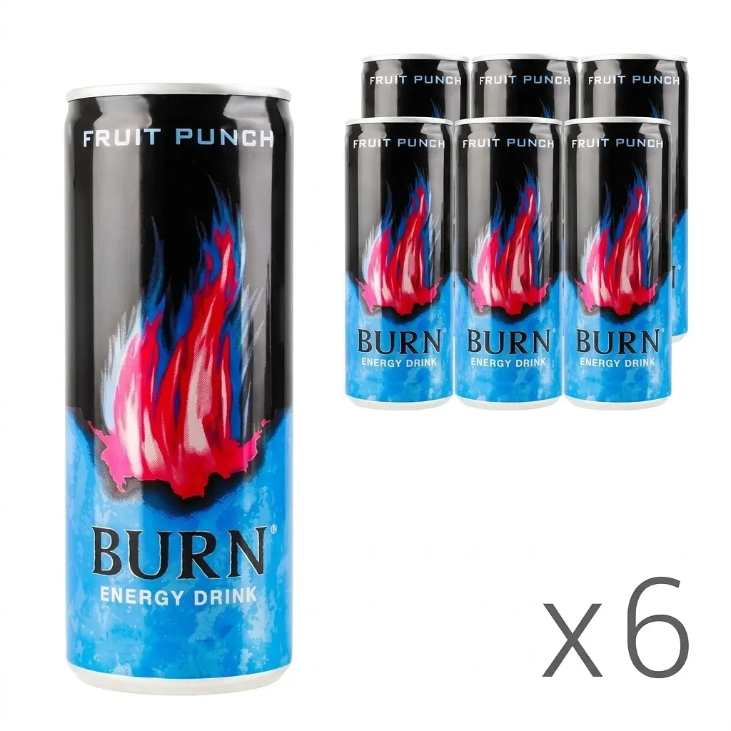 Напій енергетичний безалкогольний Burn Fruit Punch з/б 250 мл 6 шт.