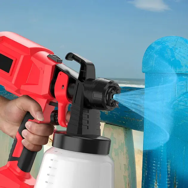Акумуляторний фарборозпилювач Cordless Paint Spray Gun 0.8L 400W Red - фото 7