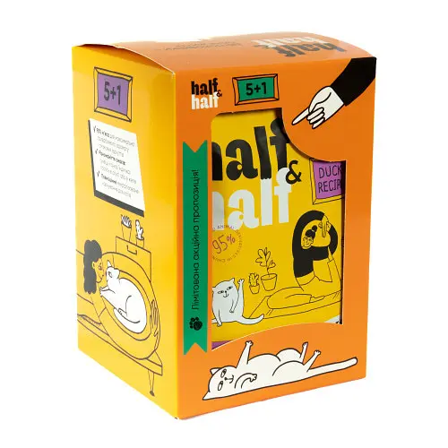 Набор влажных кормов Super Cat Half&Half "5+1" для взрослых кошек, кусочки с уткой в соусе, паучи, 6 шт*100 г - фото 2