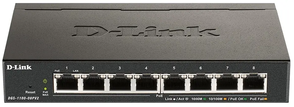 Комутатор DGS-1100-08PV2 8xGE PoE 64Вт, EasySmart D-Link teh0018235 - фото 2