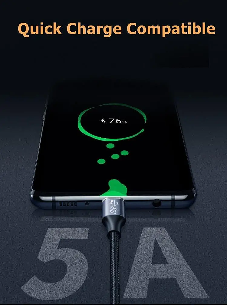 Кабель USB-C - USB-C 3.1 Gen2 10Gbps Передача даних, 100W 20V/5A 3.3ft USB Type C PD Швидкий зарядний кабель 4K Відеовихід - фото 6