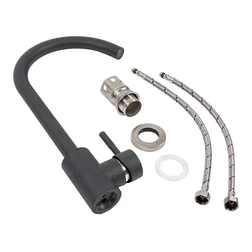 Змішувач кухонний Platinum 56 B NESP (3008 А) поворотний одноважільний з нержавіючої сталі карбон - фото 2