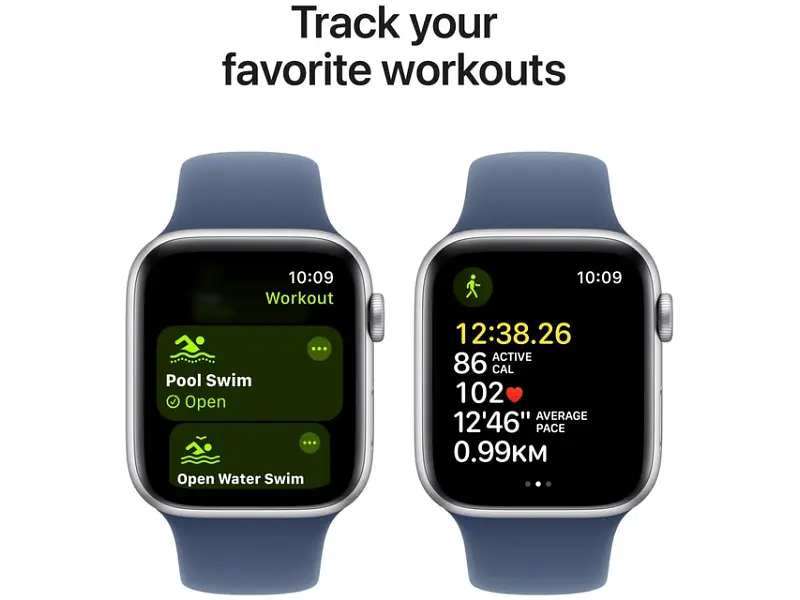 Смарт-годинник Apple Watch SE 2 GPS 44mm Silver Aluminium Case w. Denim Sport Band - S/M (MXEQ3) - фото 6