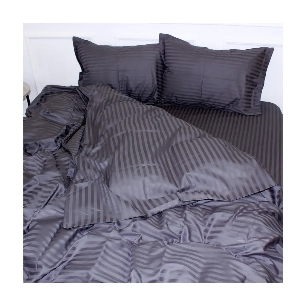 Постільна білизна MirSon Satin Stripe 30-0012 Dark Gray 175х210 двоспальний (2200005251973) - фото 3