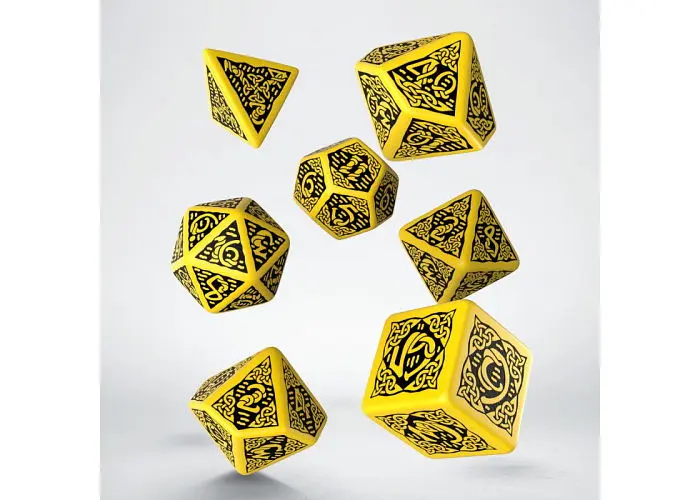Набір кубиків Celtic 3D Revised Yellow & black Dice Set , 7 шт. (SCER13) - фото 2