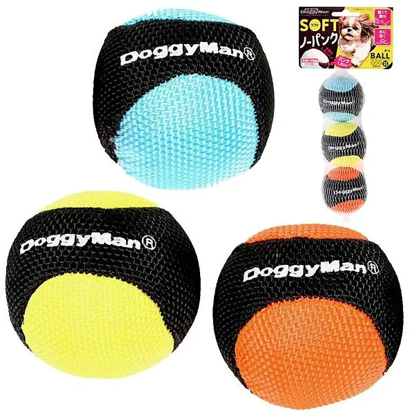 М'яч DoggyMan Soft Ball SS для собак міні та малих порід, набір 3 шт., Ø4,5 см в асортименті